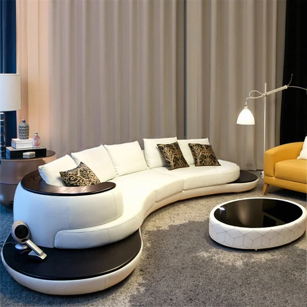 luxury living room lux ury curved sofa modern villa large apartment high-end solid wood fabric multi-person sofa