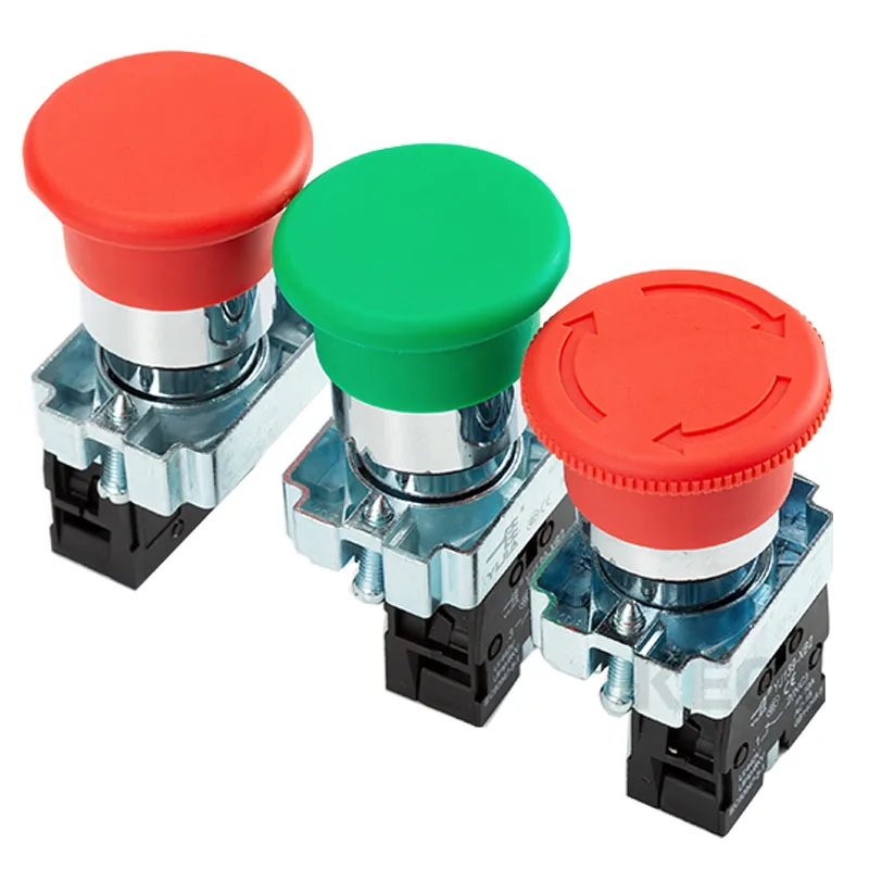 1Pcs Button Switch Self Reset Small Mushroom Head Emergency Stop 22mm Knob Key Start Inching Power on XB2-BG21 XB2-BA31 XB2-BS54