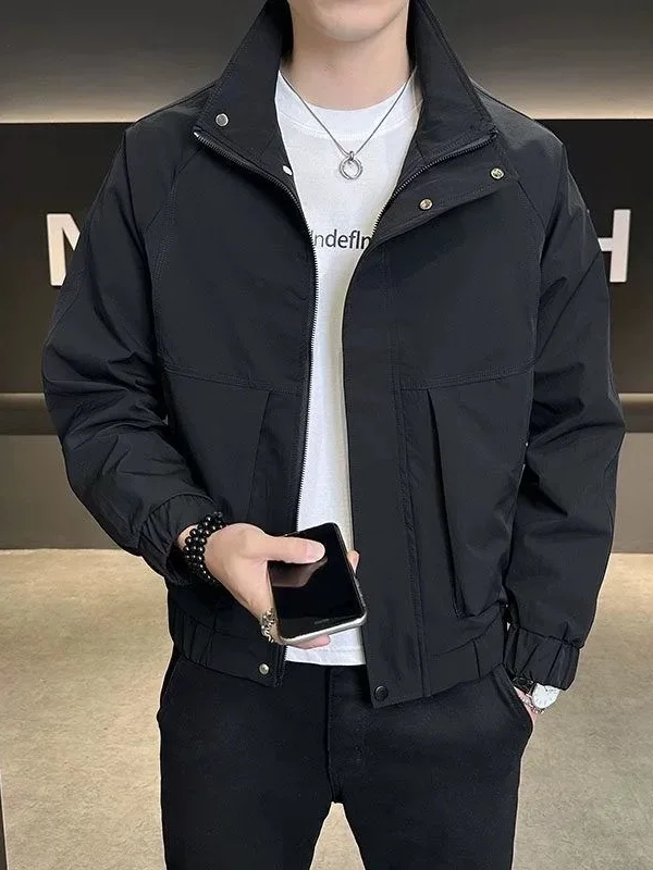 ربيع الخريف جديد Sle الرجال عارضة Jaet مع كيت كبير الوقوف طوق سستة ألياف البوليستر الشباب Faion ملابس خارجية #4