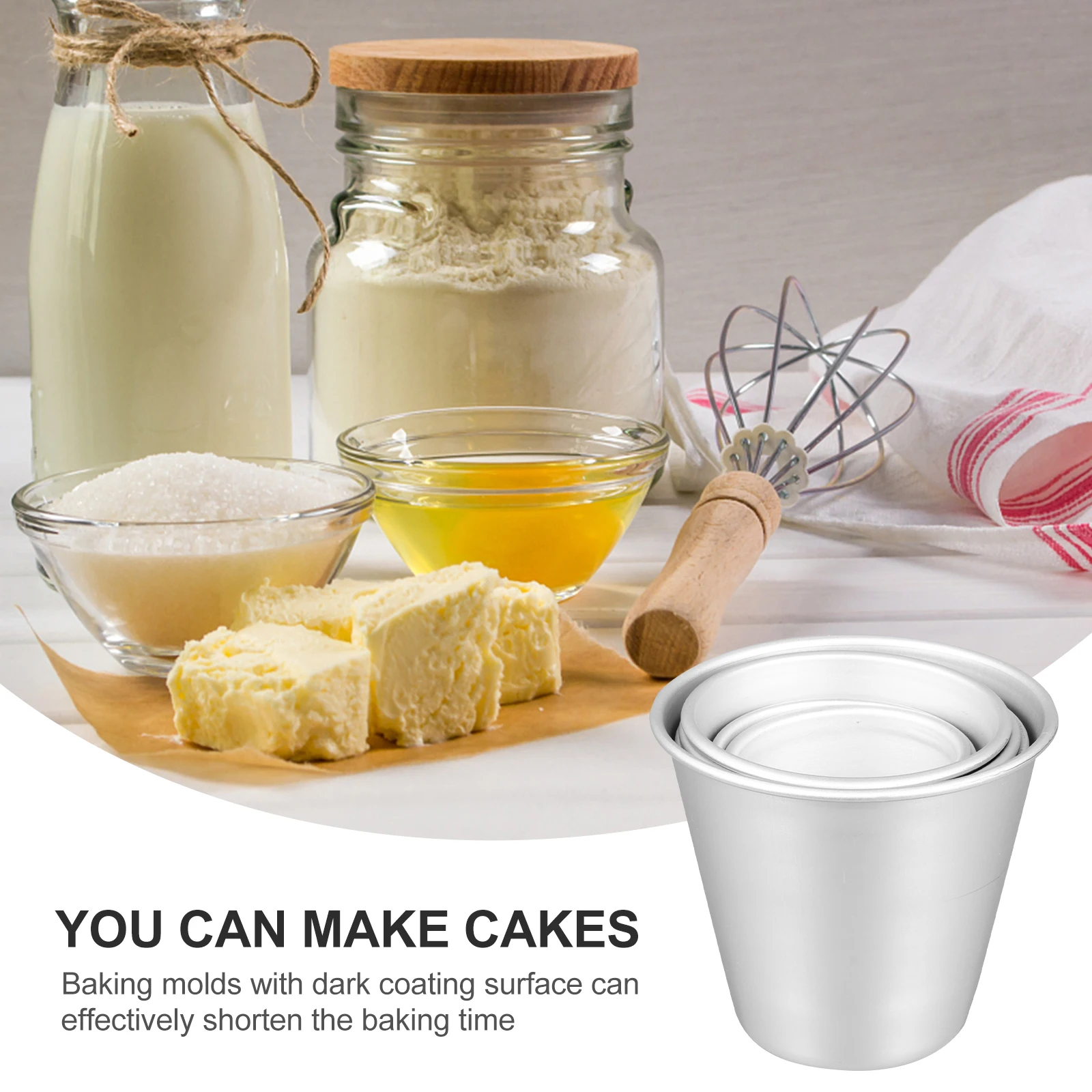 

6pcs Round Aluminum Alloy Cake Mold Non-Stick Baking Pan For Cheesecake Pudding Reusable Healthy Kitchen Tools Diy Baking