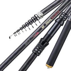 2.7M 3.6M 4.5M 5.4M 6.3M 7.2M Carbon Telescopic Rock Fishing Rod Ultra Light Rod Lure Carp Travel Ocean Spinning Fishing Rod