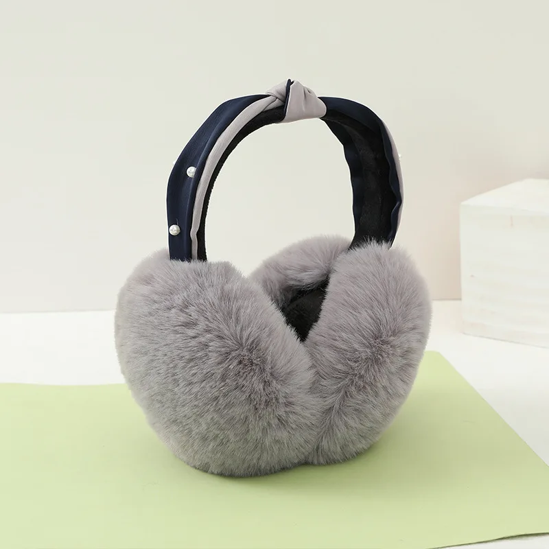 Anjj New Inlay Peral Earmuffs Fashion Elegant Soft Imitation Rabbit Fur Ear Muffs Winter Warm Ear Protect Clothing Accessories