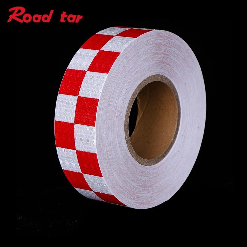 Roadstar High Visibility Check Printed Reflective Tape Car Sticker Warning Mark for Road Safety 5mX5m,10m RS-6490