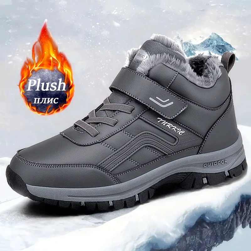 

Winter Boots Women Men Shoes Waterproof PU Leather Boots Man Plush Keep Warm Sneakers Man Outdoor Ankle Snow Boots Casual Shoes