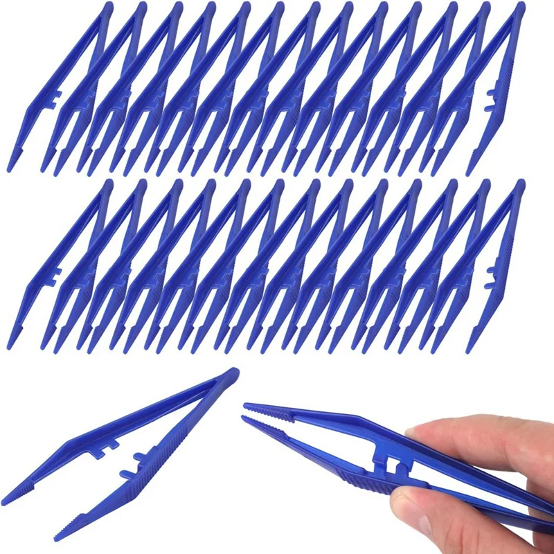 50 Piece Practical Craft Tweezers Plastic Forceps Crafting Tool For Kids Home School DIY Crafts