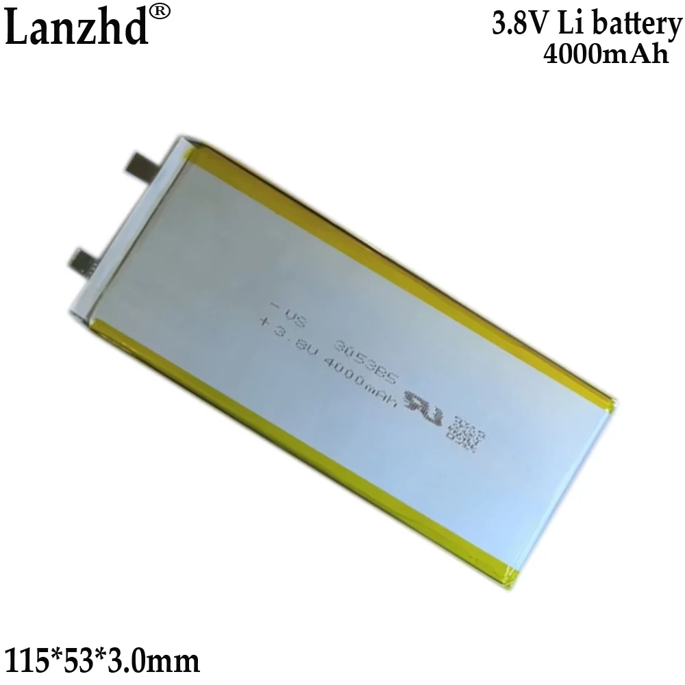Baterai Li 3.85V Baru untuk Komputer Tablet Notebook Baterai Deteksi Lampu Sorot Perangkat Medis 3053B5 3053115   4000mAh