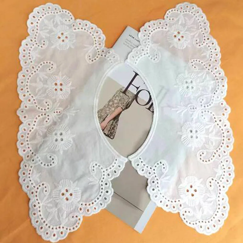 Popular White Cotton Embroidered Lace Neckline Collar Guipure Applique Trims Sewing wedding Womens dresses accessories