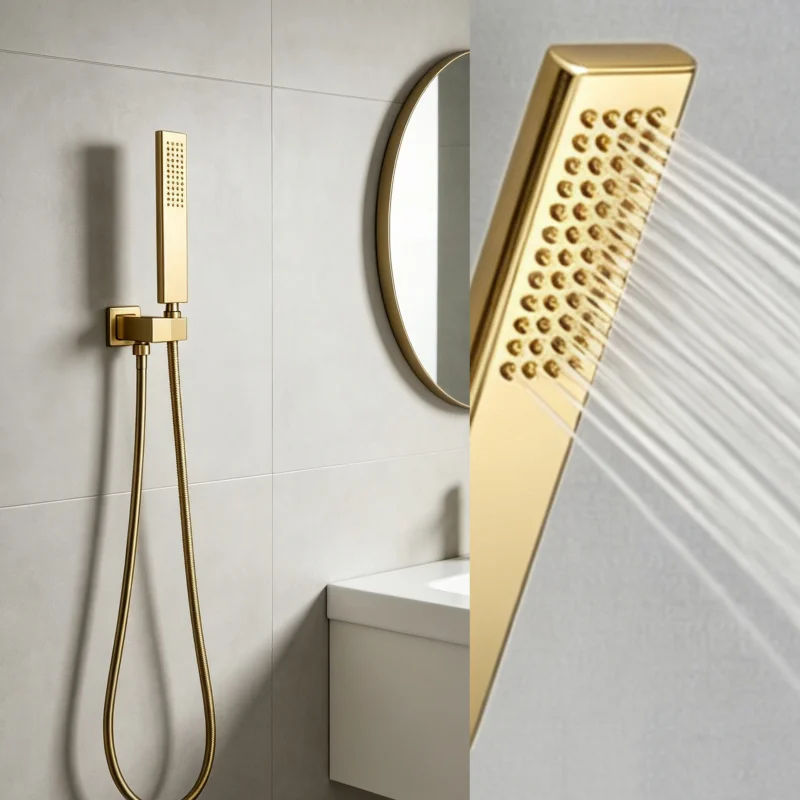 Brushed Rose Gold Brass Hand Shower Head with 1.5M Stainless Steel Hose Water Saving Handshower Shower Bracket Accessor