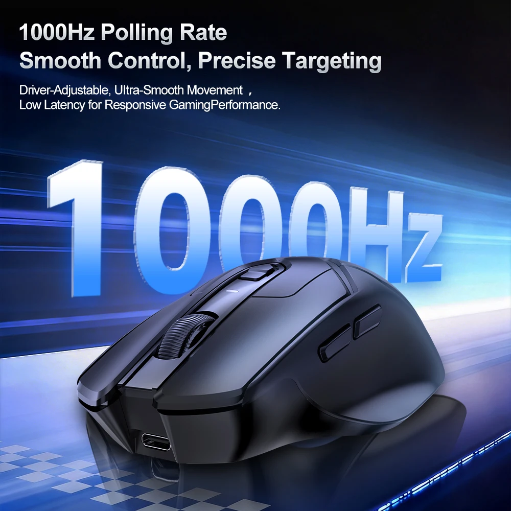 Tri-Mode Gaming Mouse, PAW3311 Optical Sensor, RGB Charging Station, 6 Speed DPI, 1000Hz, Rechargeable Wireless Mouse