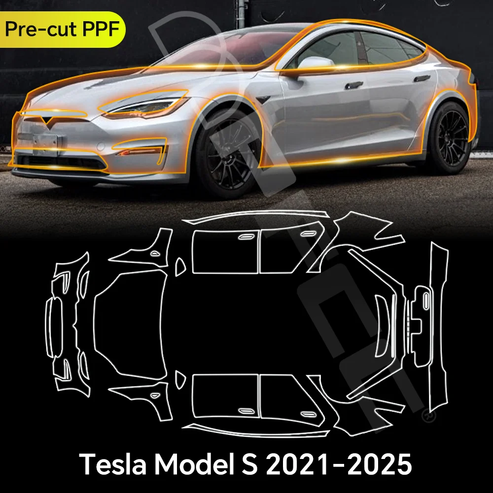 

9Mil TPU Paint Protection Film For Tesla Model S 2021-2025 Car Body Anti-scratch Clear Bra Pre-cut PPF Resistant Invisible Cover