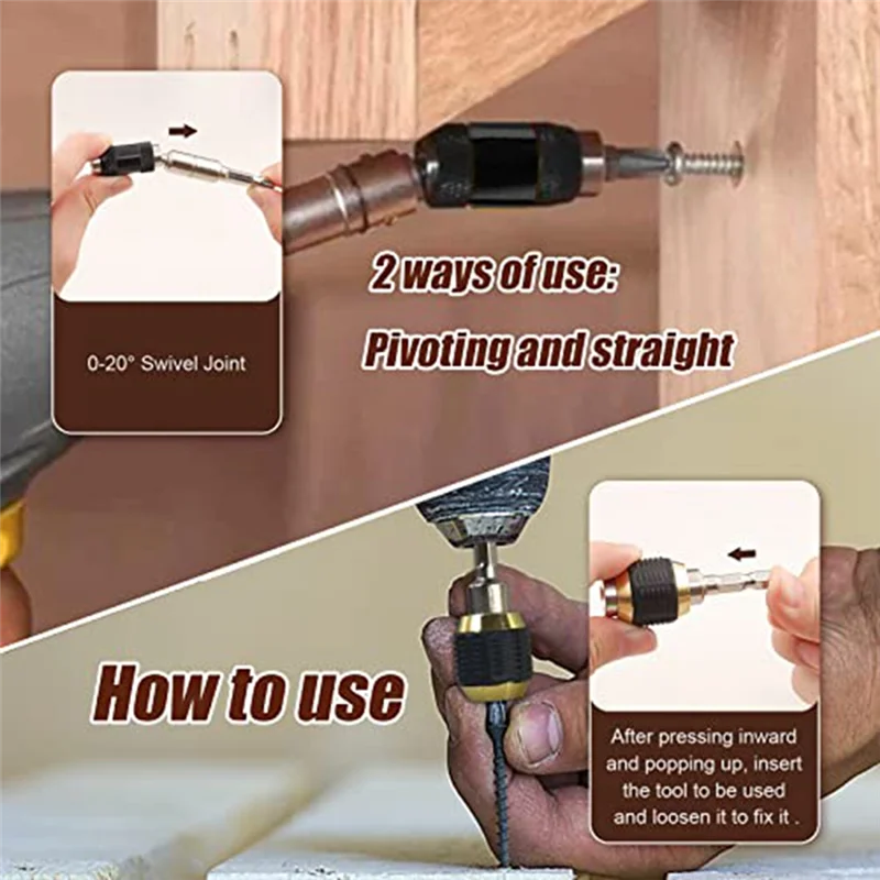 Drill Bit Holder Extension 6Pc Flexible Magnetic Swiveling Bit Tip Holder Bar Set Chuck Adapter Extender Impact Driver