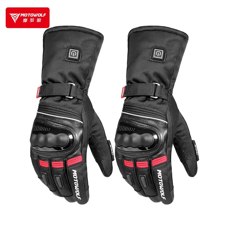 Motorcycle Winter Heated Gloves Non-slip Heated Gloves Skiing Warm Leather Touch Screen Waterproof Heated Rechargeable Gloves