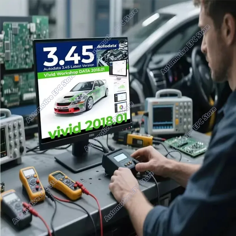2026 hot sale  AutoData 3.45 Car Software + Vivid Workshop Data Atris-Stakis Technik 2018.01V Multi languages Polish Spanish