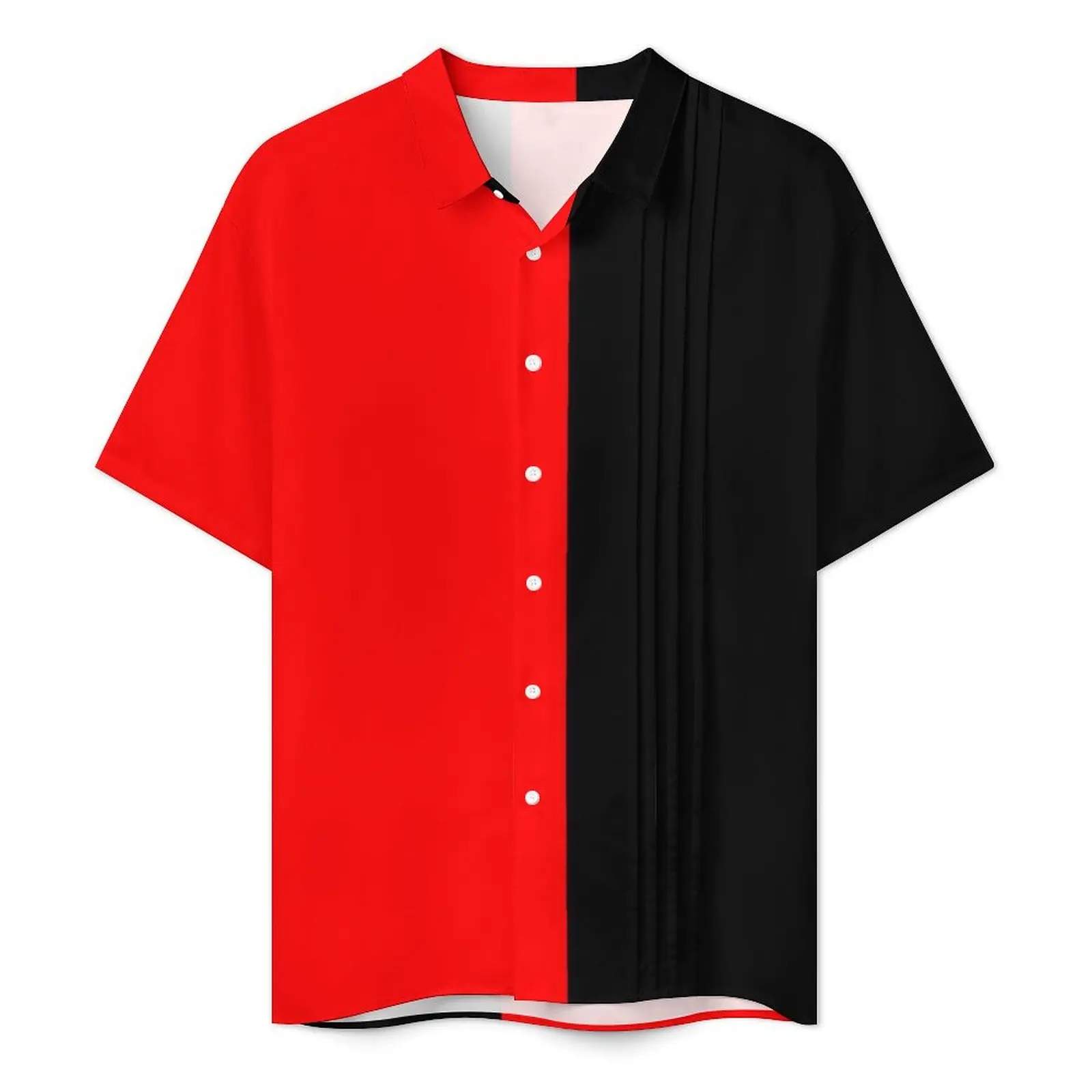 Two Tone Circus Beach Shirt Red and Black Hawaiian Casual Shirts Men Novelty Blouses Short-Sleeve Stylish Graphic Top