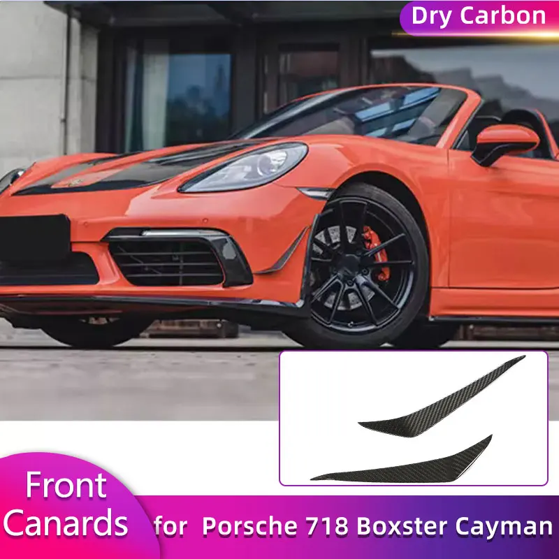 

Prepreg Dry Carbon Front Bumper Canards for Porsche 718 Boxster Cayman 982 2016-2021 Racing Car Front Canards Fins Body Kits