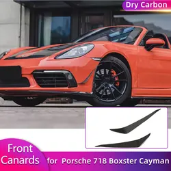Prepreg Dry Carbon Front Bumper Canards for Porsche 718 Boxster Cayman 982 2016-2021 Racing Car Front Canards Fins Body Kits