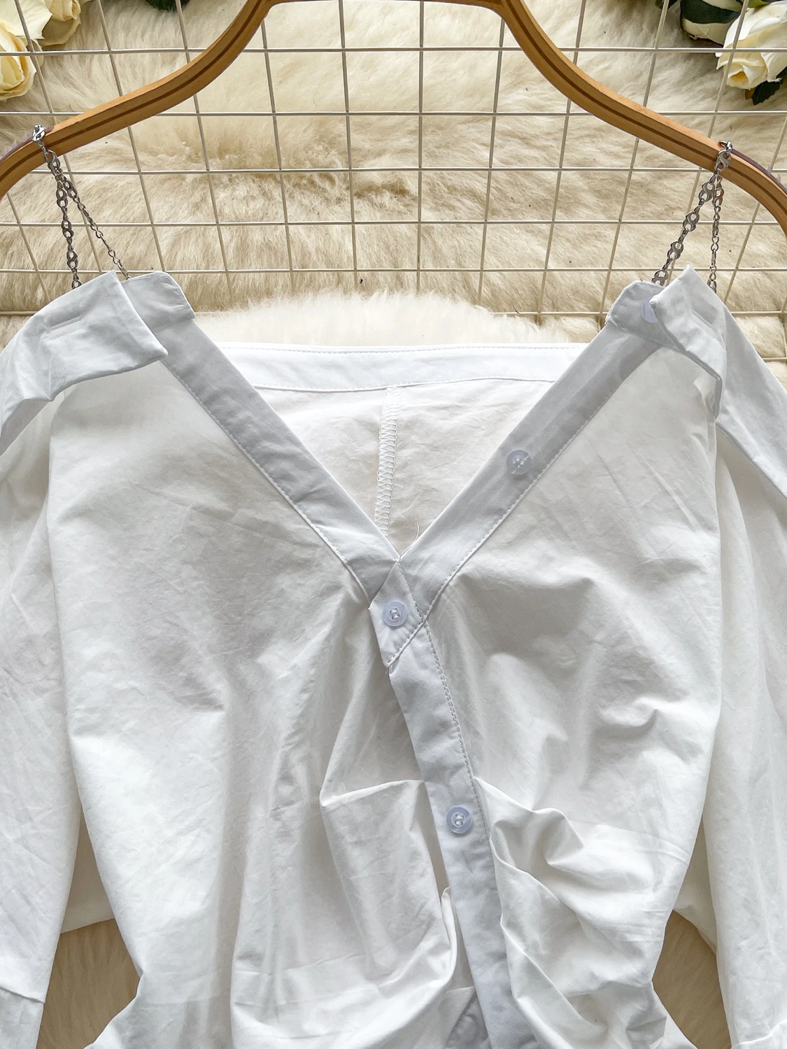 Casual Sle Long Sve Oulder Bared Strap Irt Vielseitiges, faionable Herbstoberteil für Damen, hautfreundlich, atmungsaktiv, Polyester...