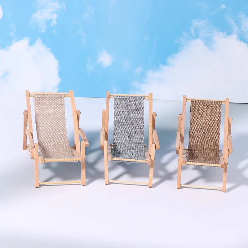 Dollhouse Miniature Beach Chair, Deck Chair Modelo, Living Scene Decor, Doll House Acessório, Brinquedos Do Jogo, 1:12