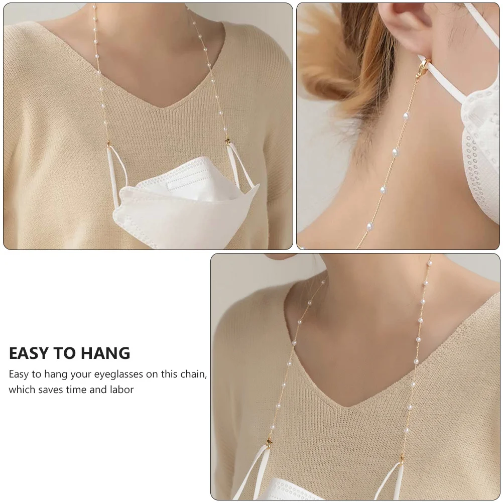 

1pc Eyeglass Chains Anti Lost Lanyard Metal Hanging Strap Pearl Decor Smooth Comfortable For Sports Travel Party Eyewear Rope