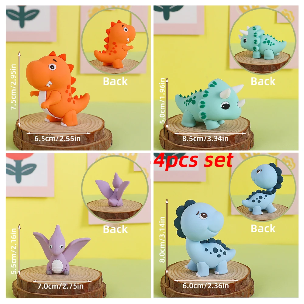 Jurassic Dinosaur Cake Topper Fire Dragon Stegosaurus Brachiosaurus Beeldjes voor Kid Cartoon Verjaardagsfeestje Cake Decor Supplies