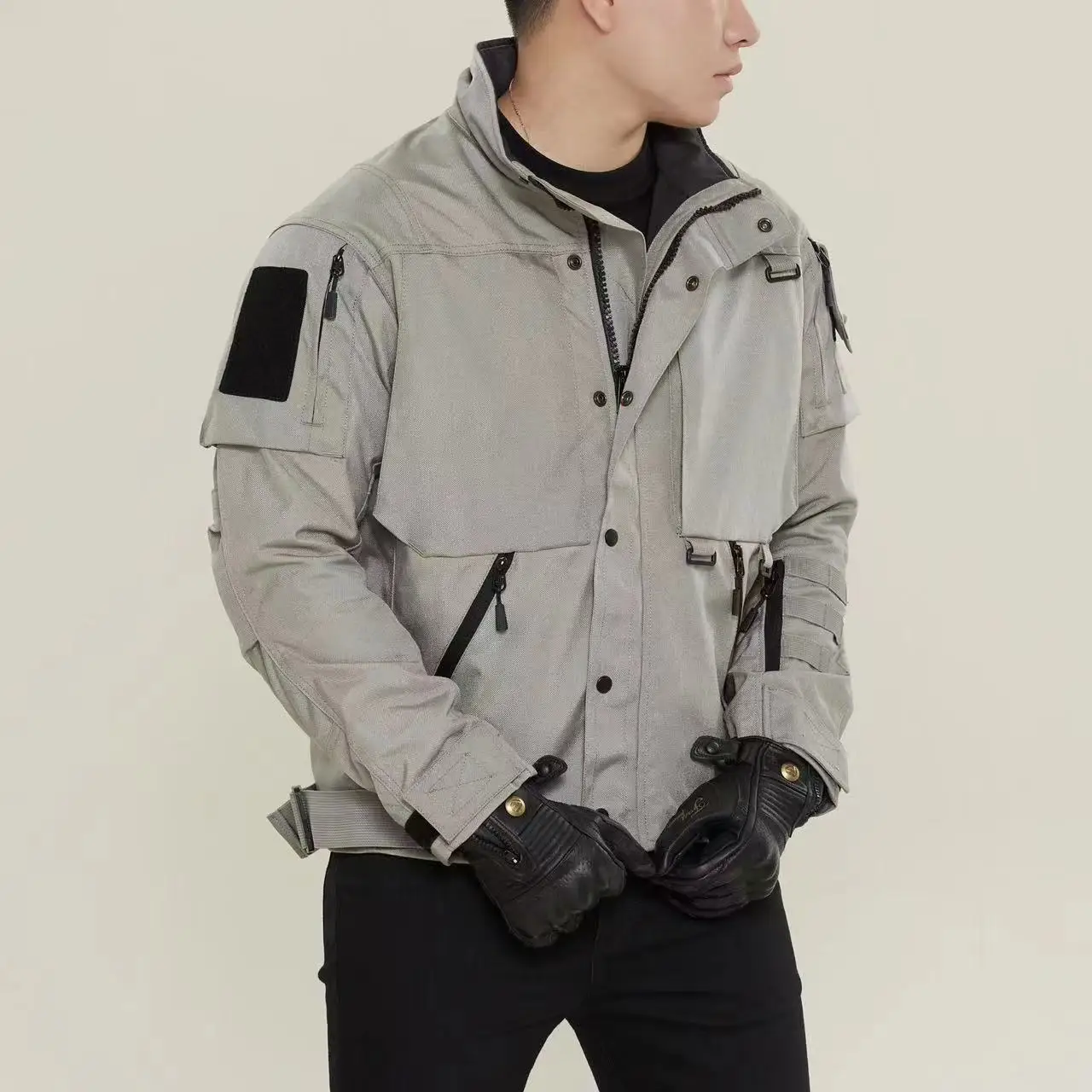 

Motocross Racing Ride Jacket Men Multifunctional Pocket Casual Bomber Coat Male Outwear Spring Autumn Motorcycle Jacket