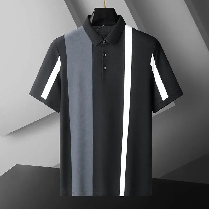 New Arrival Fashion Suepr Large Summer Men's Youth Casual Polo Stripe Print Short Sleeve Plus Size XL 2XL 3XL 4XL 5XL 6XL 7XL