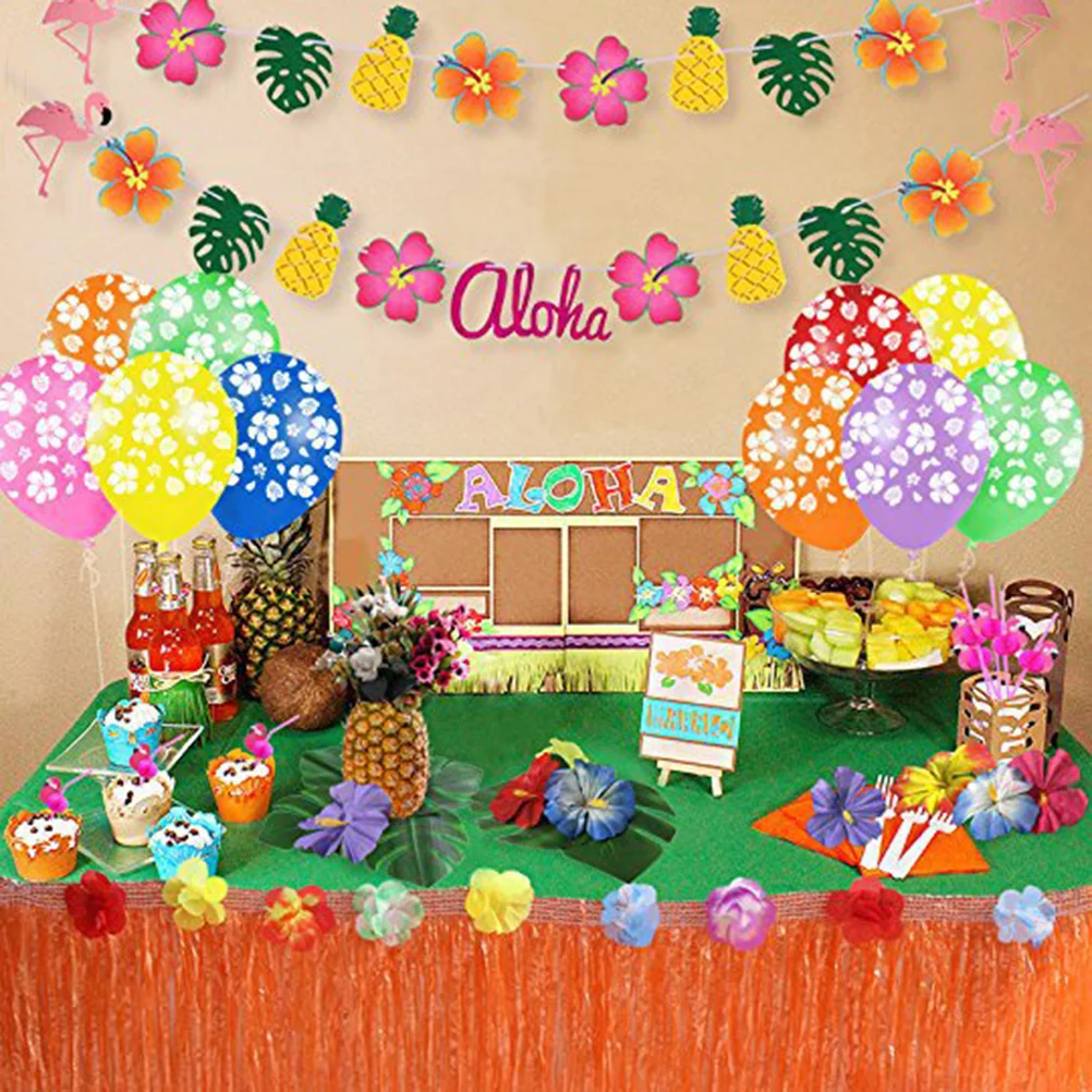 

32pcs Simulation Hibiscus Artificial Tropical Leaves Green Monstera For Home Party Decor Indoor Outdoor Use Artificial Plant