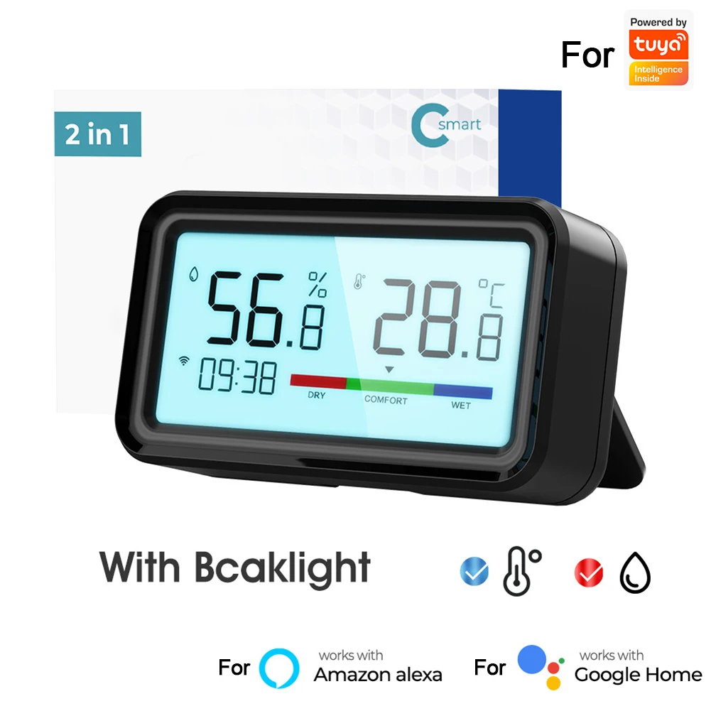 

For Tuya WiFi Temperature Humidity Sensor Home Connected Thermometer Humidity Sensor Detection With Backlight