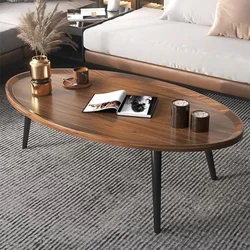 CoffeTables Living Room Table Wooden Coffee Table Furniture Home Furnitures Mesas Round Luxury Design Serving Walnut Modern Cafe