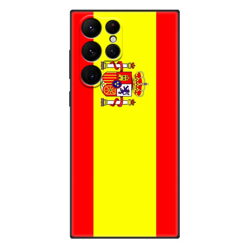 Spain flag Phone Case For Samsung Galaxy S23 S22 S21 Ultra S20 FE 5G S10E S10 Lite S9 S8 Plus S7 Edge Black Cover