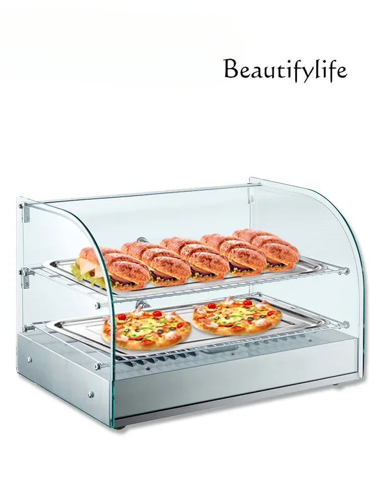 Desktop glass cooked food display cabinet curved small thermal insulation cabinet