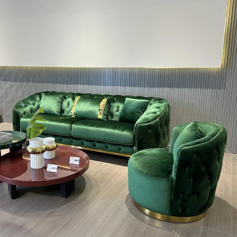 Modern Luxury Sofa Set Furniture Velvet Couch Living Room Sofas One Seat Two Seat Three Seat Sectional Fabric Sofa
