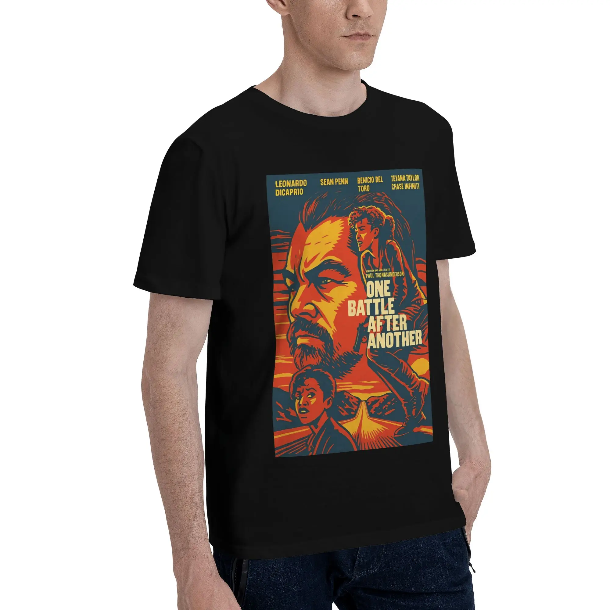 Poster  Graphic Funny 100% Cotton T-Shirt One Battle After Another  Tops Tees For Men