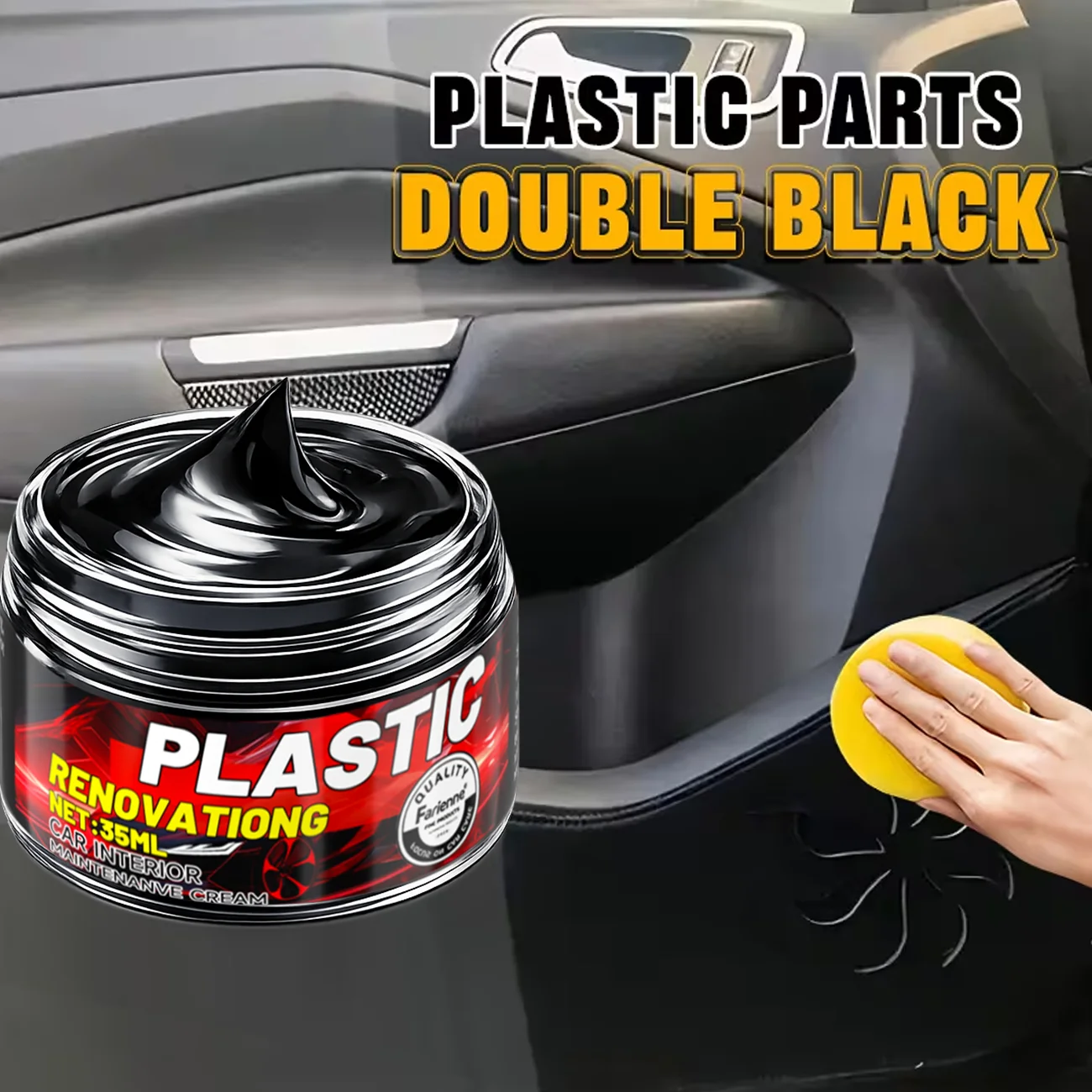 Farienne 35ML Double Black Plastic Renovation Cream for Car Interior & Exterior - Leather Seats & Tires Refurbish