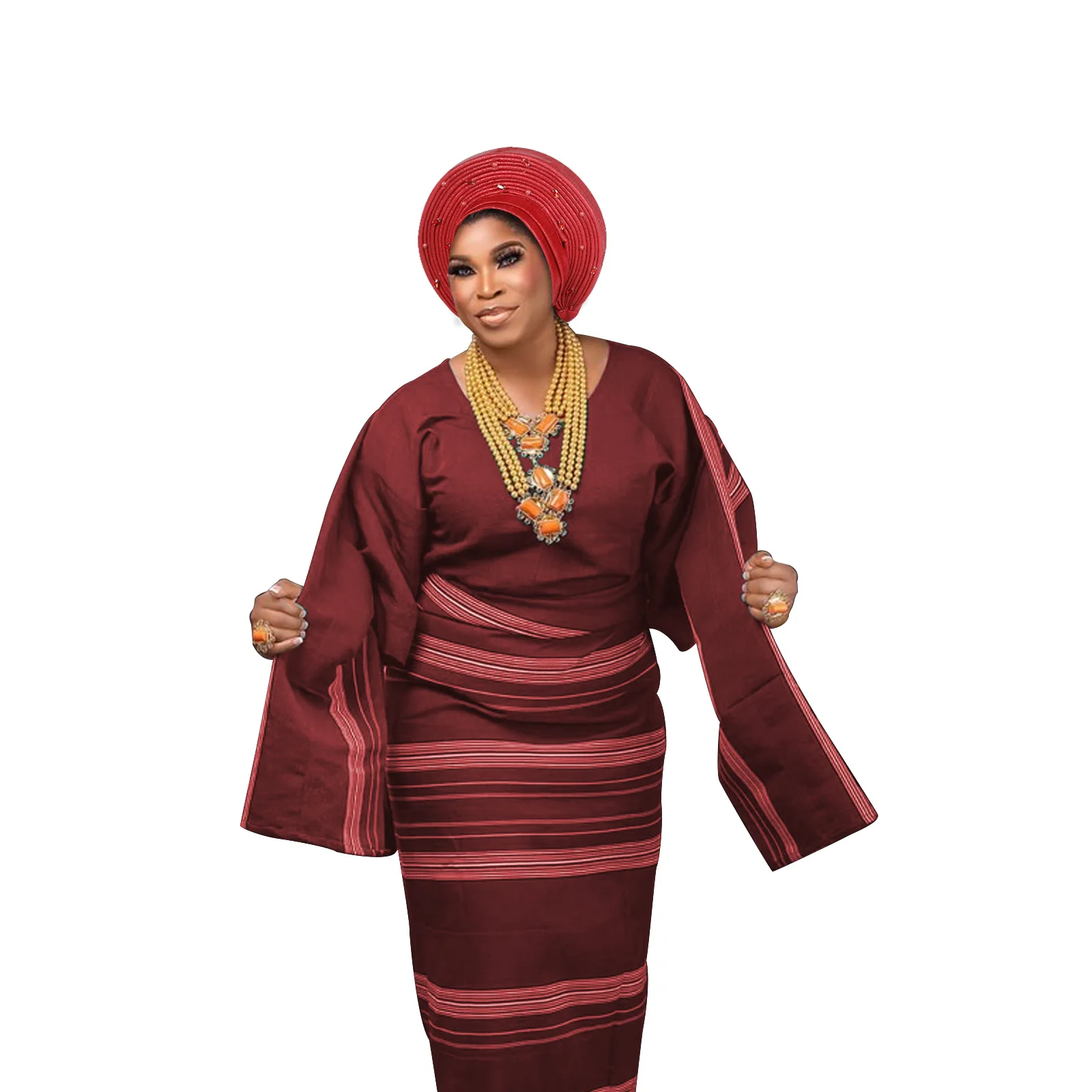

Already Made African Auto Gele Women Turban Cap Wedding Party Evening Headtie Beads Bonnet Headwear Nigeria Wedding Head Wrap