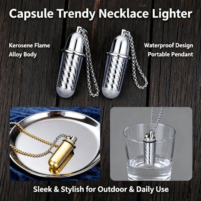Premium Necklace Lighter - Exquisite Pendant, Refillable Multi-Functional, Portable Outdoor Tool for Trendsetters & Style Lovers