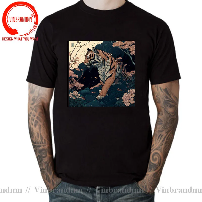 Japan Ukiyo E Style Big Cat Print Women T Shirt Men Personality Street Ukiyo-E Tiger T-Shirt Clothing Casual Top All-math Tshirt