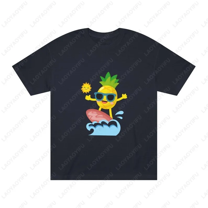 

Ride The Waves in Style Surfing Pineapple Unisex Classic Funny Print Tops Tees Summer Fashion Casual Comfort Soft Cotton T-shirt
