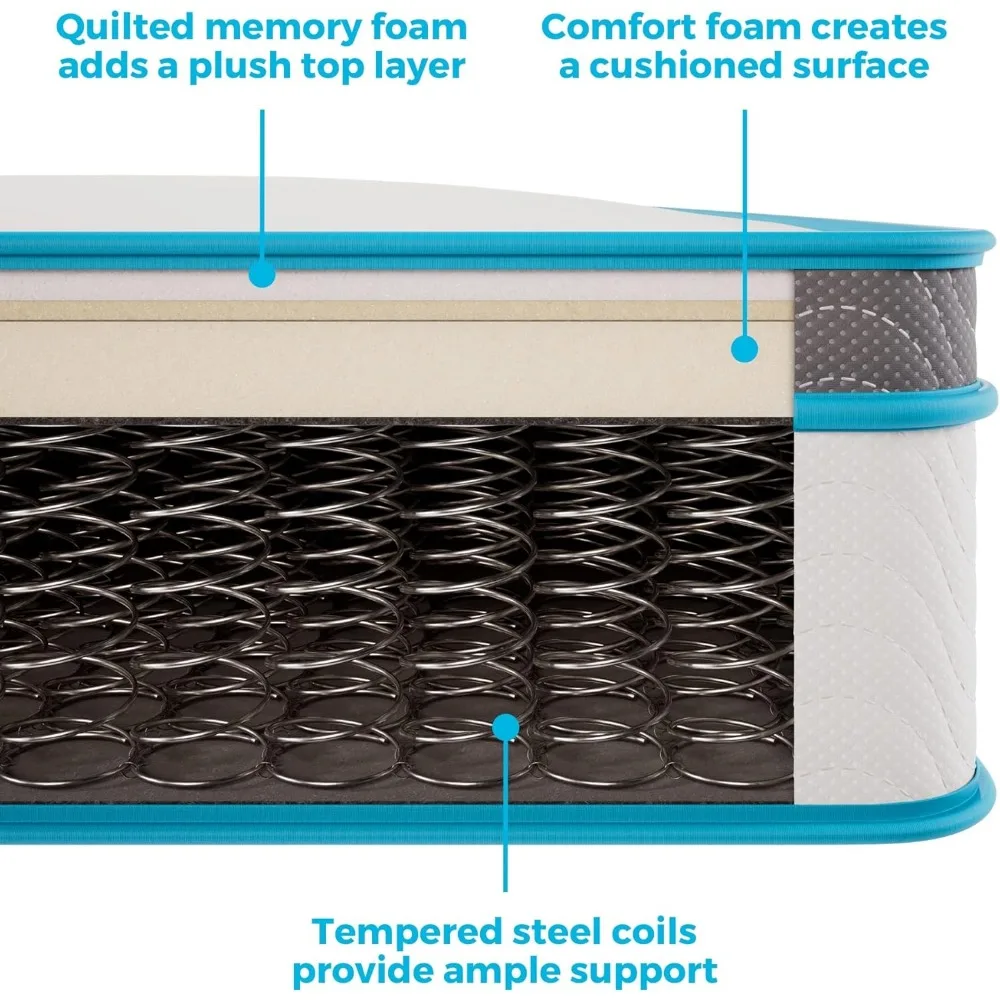 8-Zoll-Hybridmatratze aus Memory-Schaum und Federkern – mittelfestes Gefühl – Bett in einer Box – hochwertiger Komfort und adaptive Unterstützung