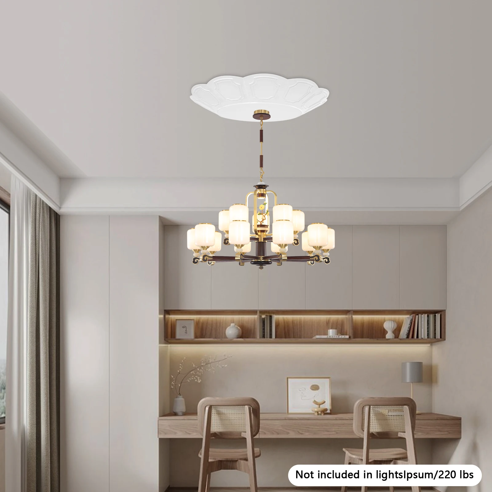 نظام رفع مرفاع الثريا 2 في 1، سعة 100 كجم/220 رطل، رفع ضوء السقف الأبيض الحديث، رافعة مصعد الثريا #6