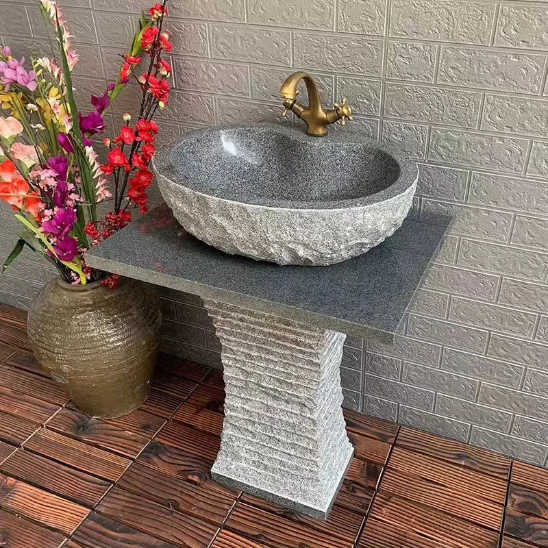 Marble granite stone carving wash basin, outdoor Chinese decoration stone carving laundry basin, washbasin carving ornament