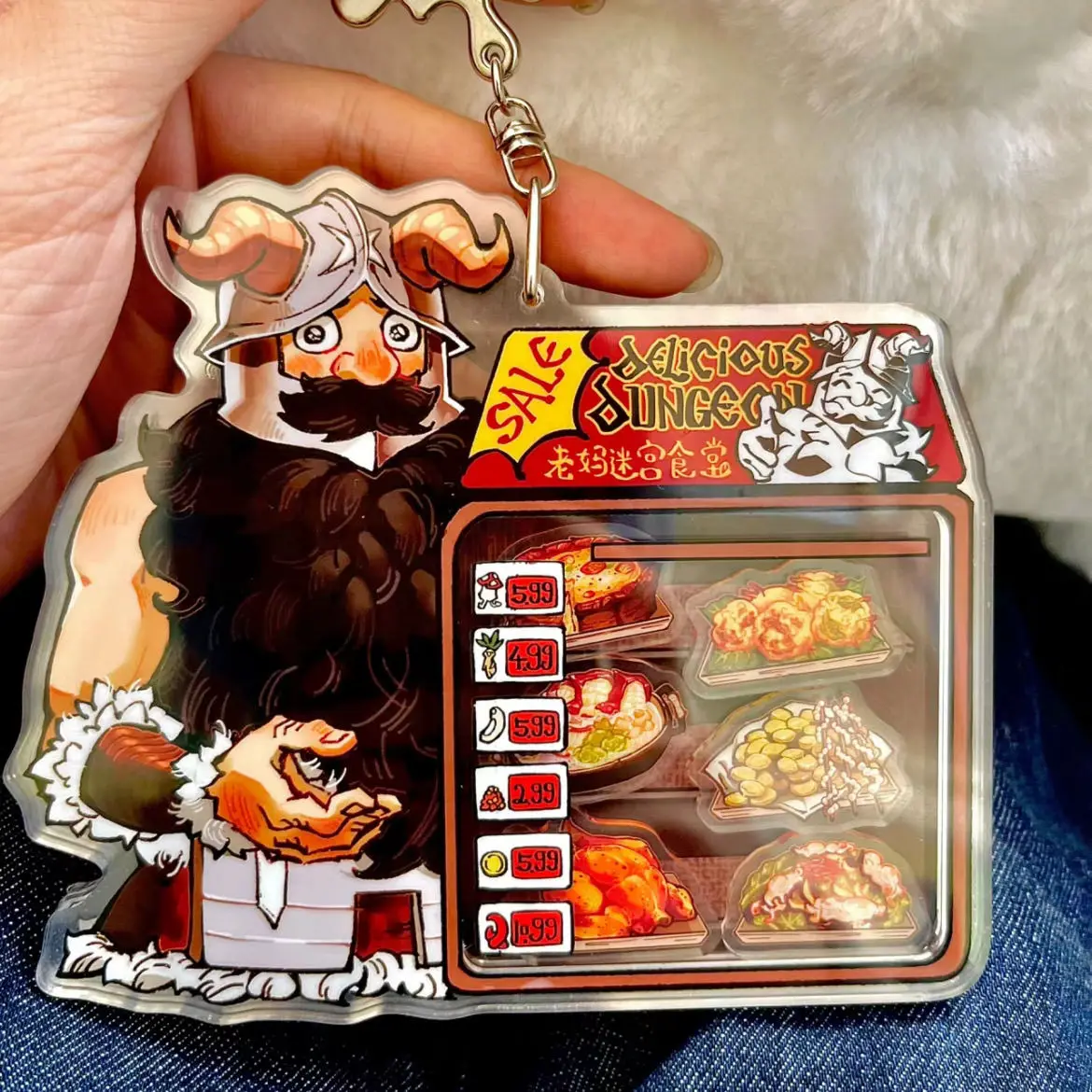 Dungeon Meshi Senshi Anime Keychain Women Delicious in Dungeon Shake Acrylic Key Chain Man Cute Key Ring Bag Pendant Accessories