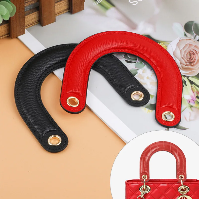 Detachable Bag Handles Pu Leather Handbag Arch Bags U-type Metal Buckle Handbag Colored Replacement Handles DIY Accessories