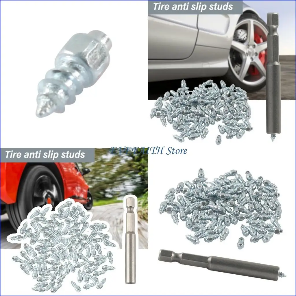 124B 100Pcs Car Tire Studs Screws Nails Wheel Tyre Snow Spikes Set Antislip 9/12mm