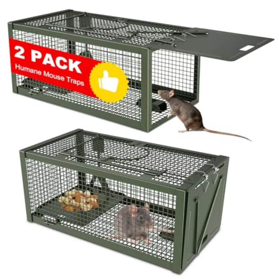 

2 PCS Humane Mouse Rat Traps for Mice Chipmunk Squirrel and Other Small Animals Live Cage Catch and Release Design Ideal for In