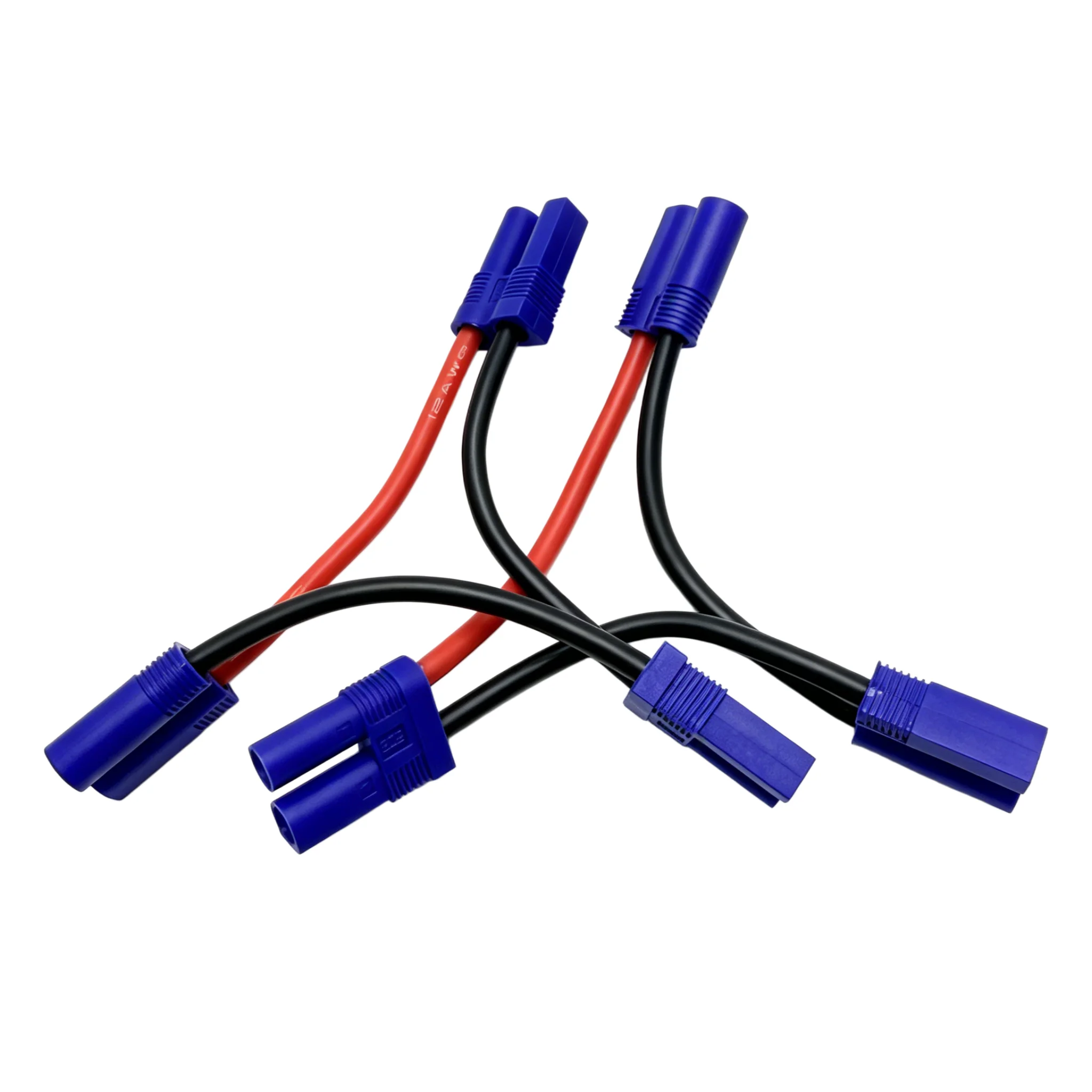 Image of Verbindungskabel der EC5-Serie, 12 AWG, Silikondraht, O-Stil, 10 cm, 2-Stecker, 1-Buchse, serielles Verbindungskabel für RC-Spielzeug