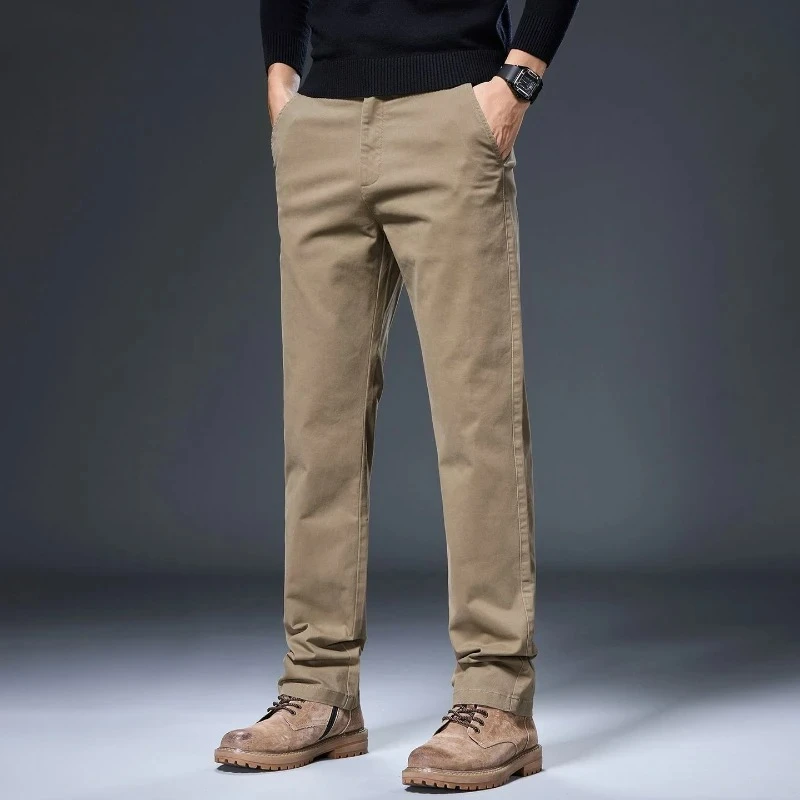 Baumwoll-Freizeithose für Herren, Marken-Business-Klassiker, Bügelfrei, Gerade Geschnitten, Elastisch, Modische Casual-Hose für Männer