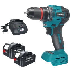 PATUOPRO 10mm Brushless Electric Drill 2-Speed Cordless Drill Screwdriver 21Torque Setting Power Tools For Makita 18V Battery