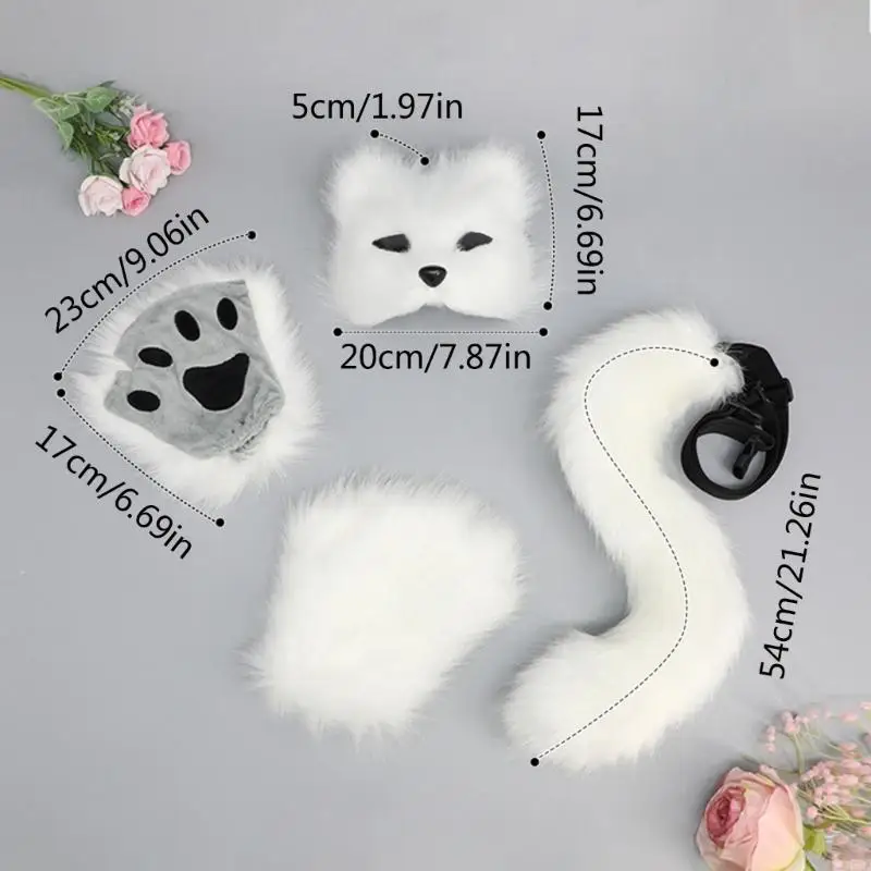 H58E Halloween Foxes Cosplay Set ، Cats Wolf Dress Up Assume for Kid Birthday