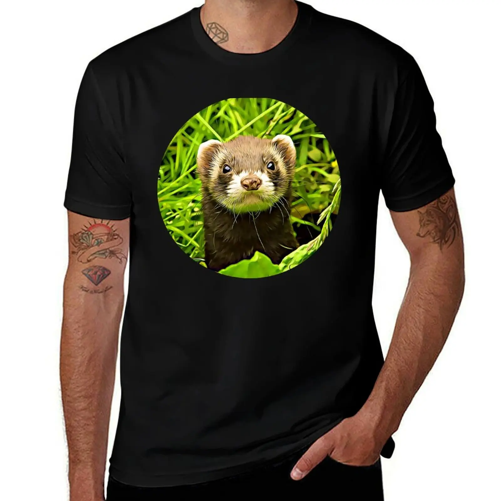 

Ferret Portrait T-Shirt printed t shirts for man man t shirts cotton t shirts cotton 100% T-Shirt